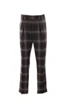 Fendi Wool Pant With Embroidered Check Pattern In Tobacco+yellow