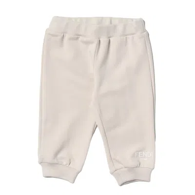 Fendi Babies' Trousers With Embroidered Logo In Beige