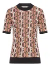 Fendi Three-dimensional Jacquard Sweater With Geometric Pattern In Brown