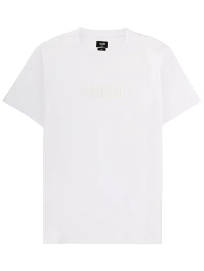 Fendi 3d Logo Cotton T-shirt In White