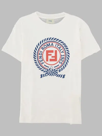 Fendi Logo-printed Cotton T-shirt In White