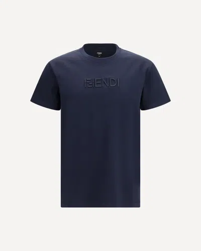 Fendi T-shirt In Cotone Con Logo Ricamato In Multi