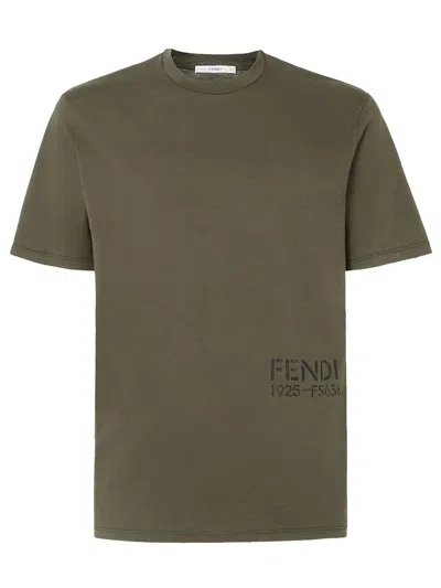 FENDI T-SHIRT IN COTONE CON STAMPA FENDI STENCIL