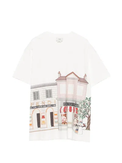 Fendi Kids' T-shirt Interlock "interlock" In White