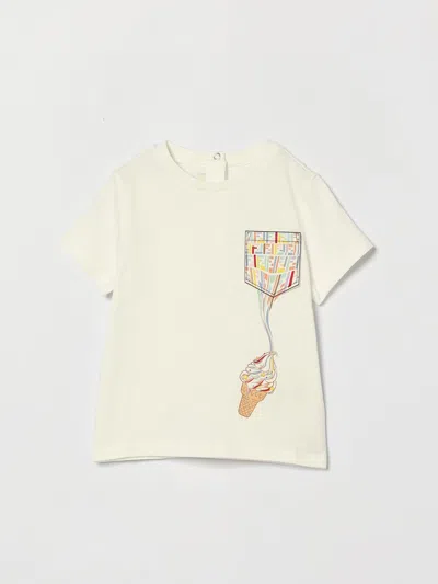 Fendi Babies'  T-shirt Kids Color Yellow Cream In Neutral