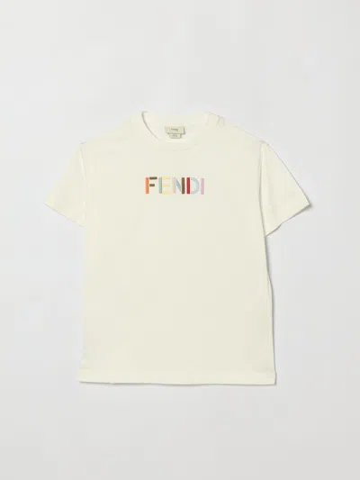 Fendi T-shirt Kids Color Yellow Cream In White