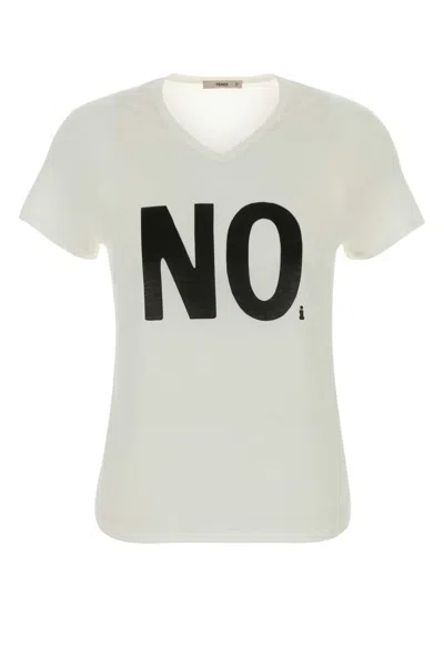 Fendi T-shirt L.j.noi Print In White