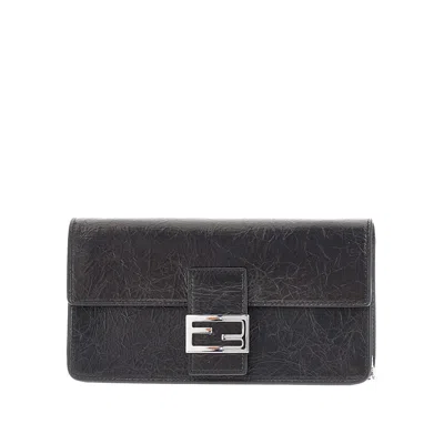Fendi 'tube' Clutch With Double Strap In Black