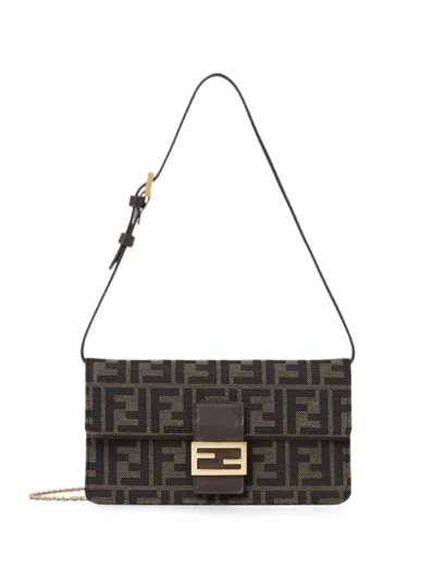 Fendi Tube Ff Wallet On Chain In Brown
