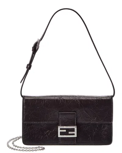 Fendi Tube Leather Wallet On Chain In Blue