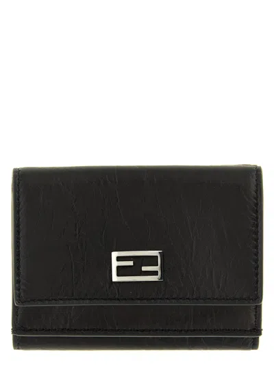 Fendi 'tube' Mini Trifold Wallet In Black
