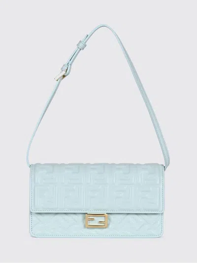 Fendi Tube Mini Wallet On Chain Bag In Calfskin Leather With Ff Monogram In Blue