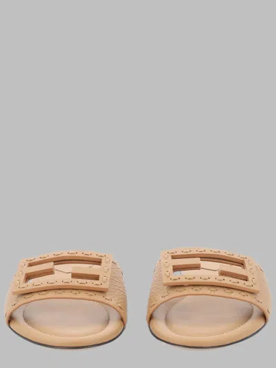 Fendi Tube Slide Sandals With 1 Cm Heel In Calf Leather In Red