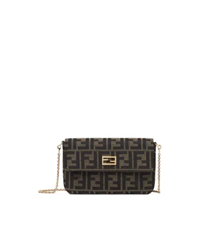 Fendi Tube Wallet On Chain In Brown