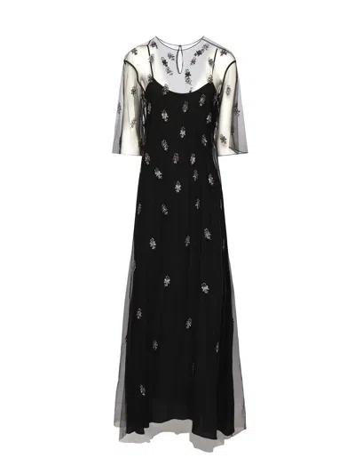 Fendi Tulle Dress With Embroidery In Black