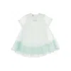 Fendi Tulle Mini Dress With Logo Embroidery Kids In Green