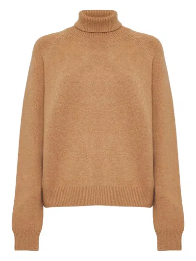 Fendi Turtleneck Long-sleeve Sweater In Brown