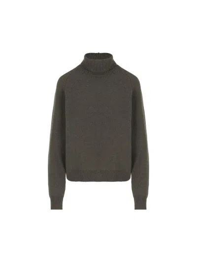 Fendi Turtleneck Long Sleeved Knitted Jumper In Green