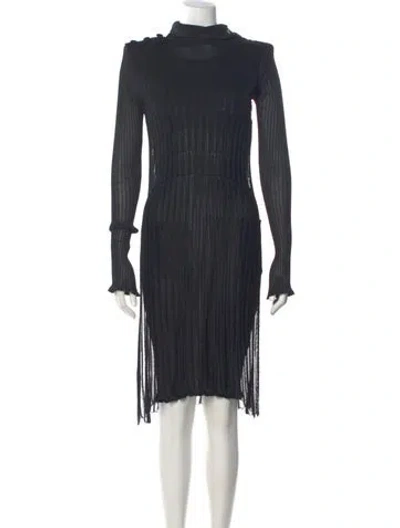 Pre-owned Fendi Turtleneck Midi Length Dress In Black