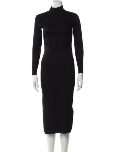Pre-owned Fendi Turtleneck Midi Length Dress In Black