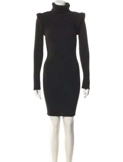 Pre-owned Fendi Turtleneck Midi Length Dress In Black