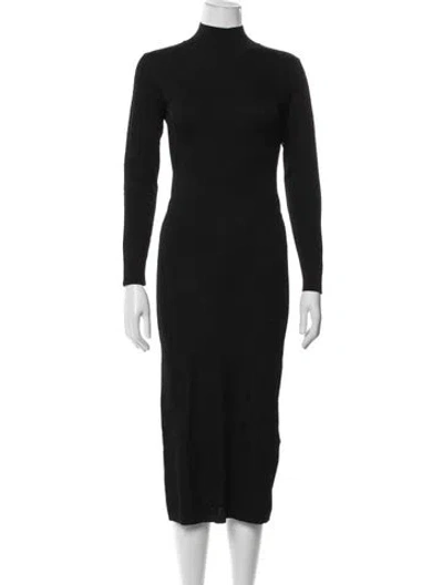 Pre-owned Fendi Turtleneck Midi Length Dress W/ Tags In Black
