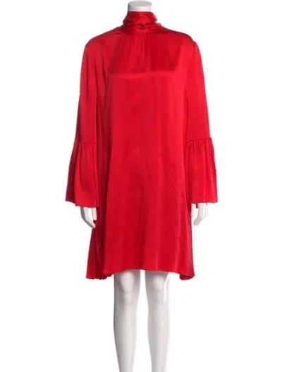 Pre-owned Fendi Turtleneck Mini Dress In Red