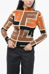 Fendi Turtleneck Stretch Fabric Top With Monogram Motif