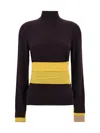 Fendi Woman Turtleneck Dark Purple Size 8 Wool, Polyamide, Polyurethane, Viscose, Polyester In Aubergine