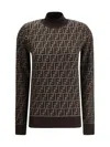 Fendi Cotton Sweater With Ff Motif In Brown