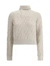 Fendi Turtleneck Sweater In Clay+off White