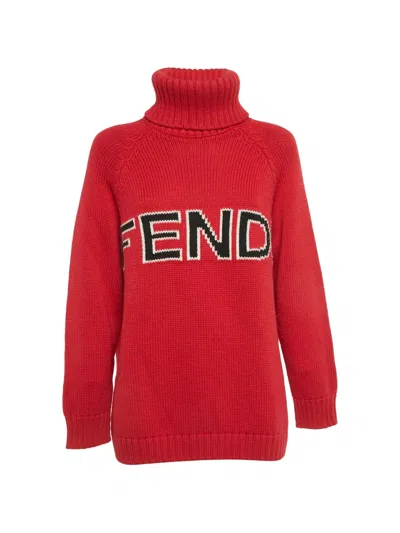 Pre-owned Fendi Turtleneck Sweater In Red