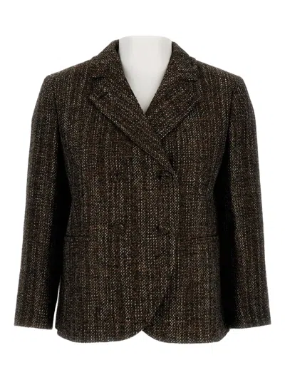 Fendi Women Multicolor Wool Blend Blazer In Brown