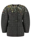 Fendi Check Tweed Blouson With Ff Belt In Black