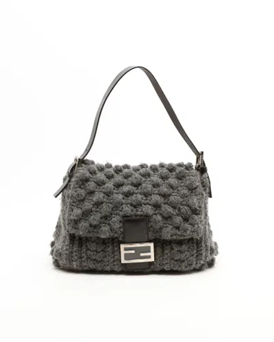 Fendi Tweed Mamma Bag In Gray