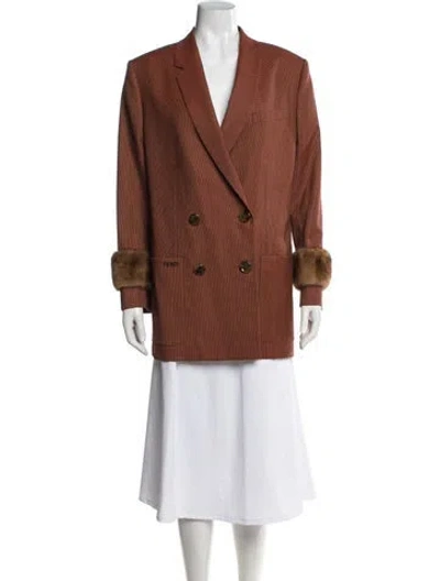 Pre-owned Fendi Tweed Pattern Blazer W/ Tags In Orange
