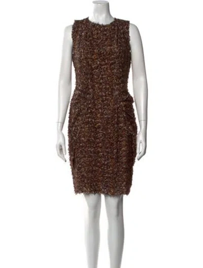 Pre-owned Fendi Tweed Pattern Knee-length Dress In Brown