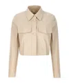 Fendi Collared Structured Cropped Jacket Detail In Nude