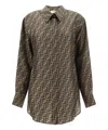 Fendi Silk Shirt With Ff Motif In Brown