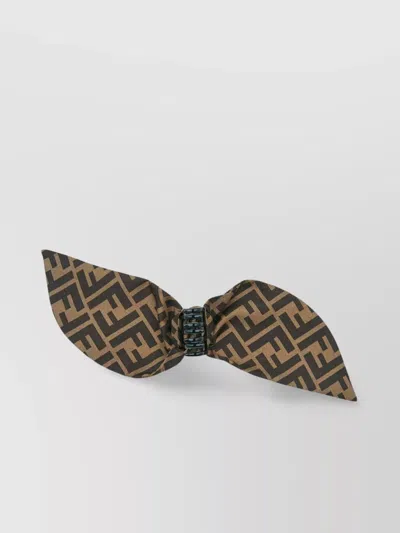 Fendi Twill Silk Hair Clip Ff Motif Bow Design