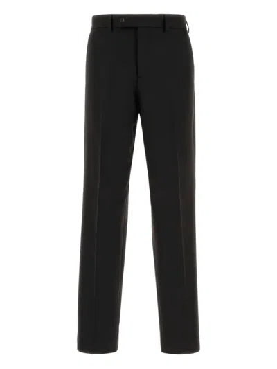 Fendi Tailored Cigarette Trousers In Wool Gabardine In Black