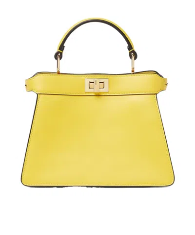Fendi Twist-lock Top Handle Shoulder Bag In Yellow