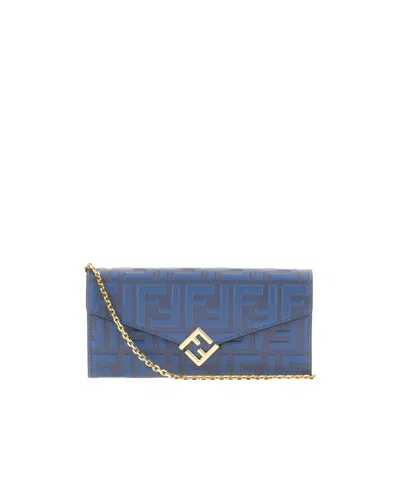 Fendi Two-tone Baguette Wallet In Blue