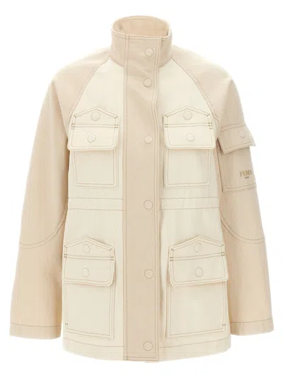 Fendi Two-tone Cotton Denim Parka