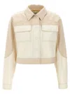 Fendi Ff Motif Denim Jacket In Beige
