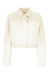 Fendi Two-tone Denim Jacket In Off White