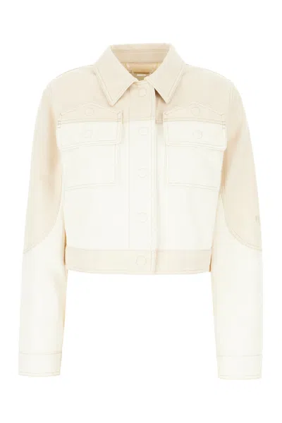 Fendi Two-tone Denim Jacket In Off White