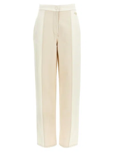 Fendi Two-tone Denim Jeans In White