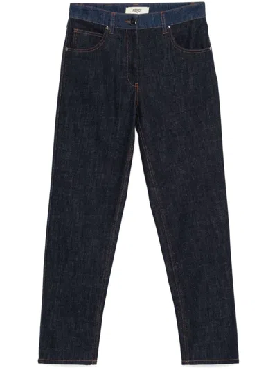 Fendi Two-tone Jeans In Blue