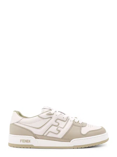 Fendi Leather Sneakers With Ff Lateral Logo In Grey